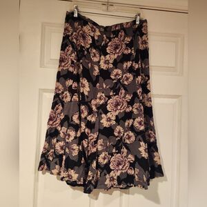 White Stag gray and purple floral midi skirt 12